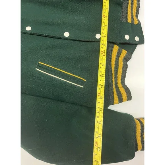 1963 Empire Sporting Goods Letterman Varsity Jacket Green Yellow Sz 42 Made USA - Picture 4 of 16